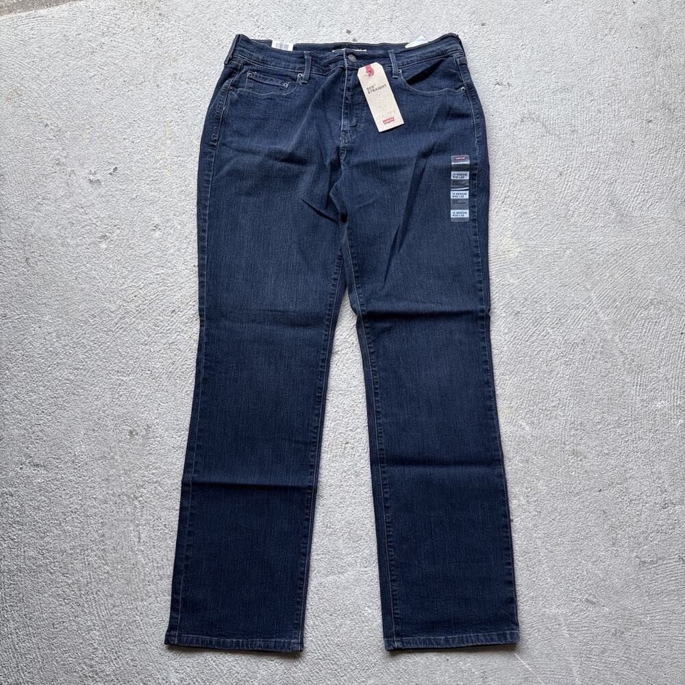 New Levi's 505 Women’s Denim Jeans Straight 14 M 32x32 Dark Wash Overdye